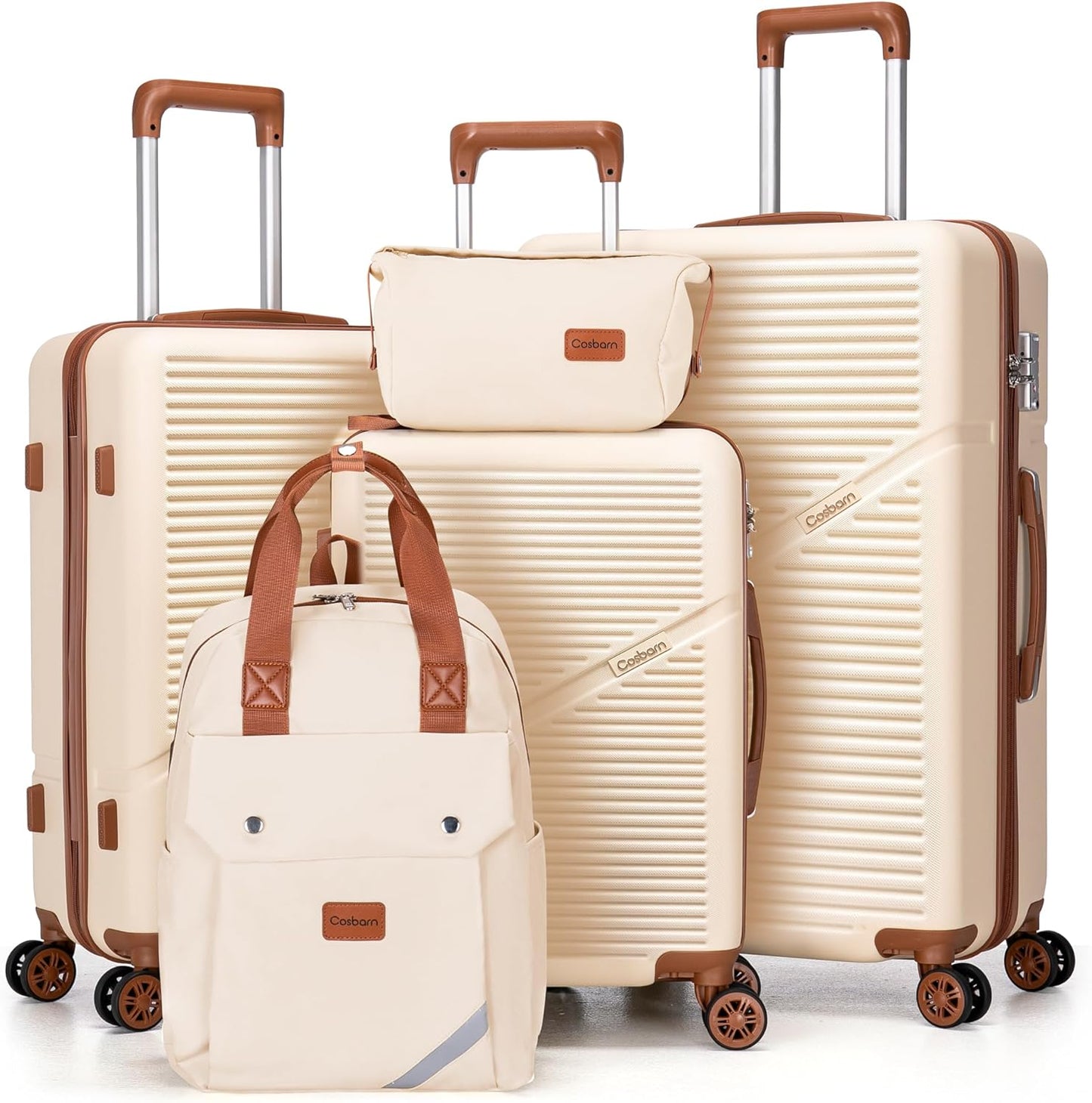 Durable 5 Piece Luggage Set with TSA Lock and Spinner Wheels