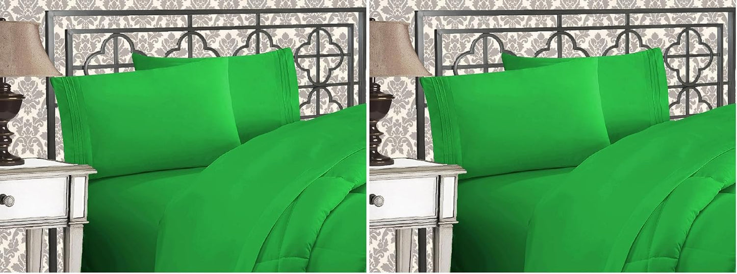 Elegant Comfort Luxurious King Bed Sheet Set in Emerald Green