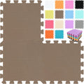 qqpp EVA Rubber 18 Tiles Interlocking Puzzle Foam Floor Mats - Brown