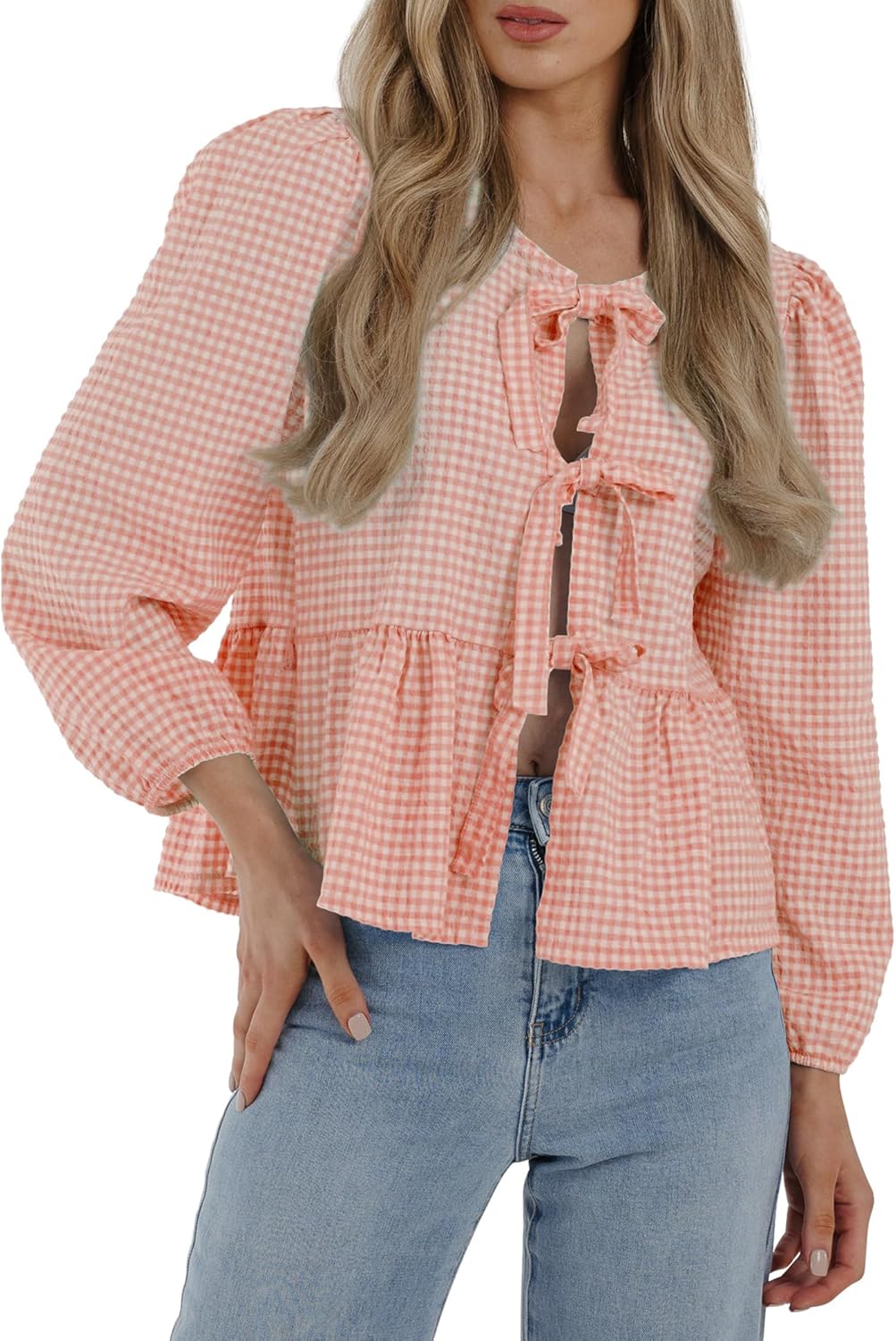 PRETTYGARDEN Women's Trendy Babydoll Peplum Blouse Shirt