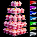 Cupcake Stand 5 Tier Tower with Rechargeable LED Lights - Clear