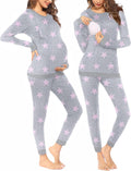 Striped Nursing Thermal Pajama Set for Women - Cozy Nursing Sleepwear