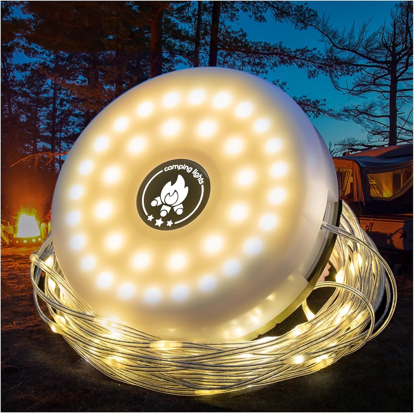 Rechargeable Outdoor String Lights - 8 Modes, Waterproof, Portable