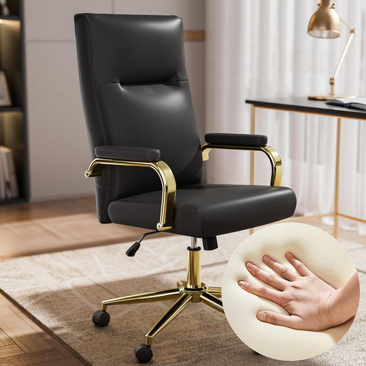 Black and Gold Office Chair with Memory Foam for Comfort