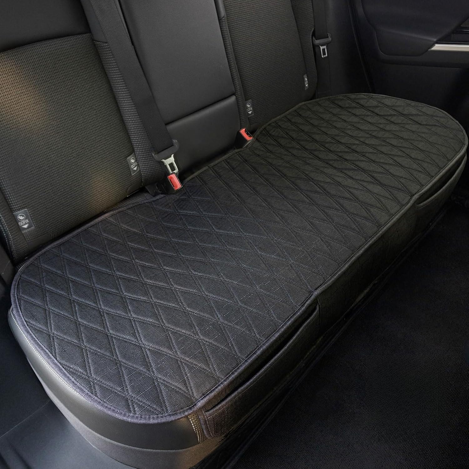 Universal Black Faux Linen Rear Car Seat Cover for Vehicles