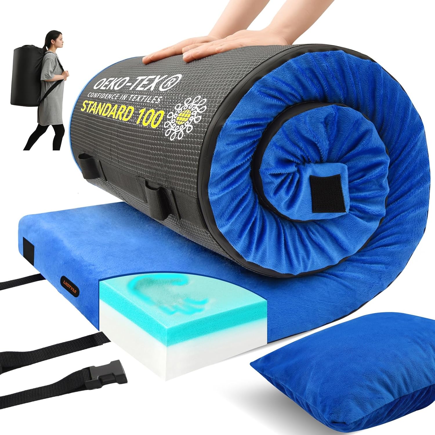 Memory Foam Camping Mattress Pad for Comfortable Sleep Anywhere