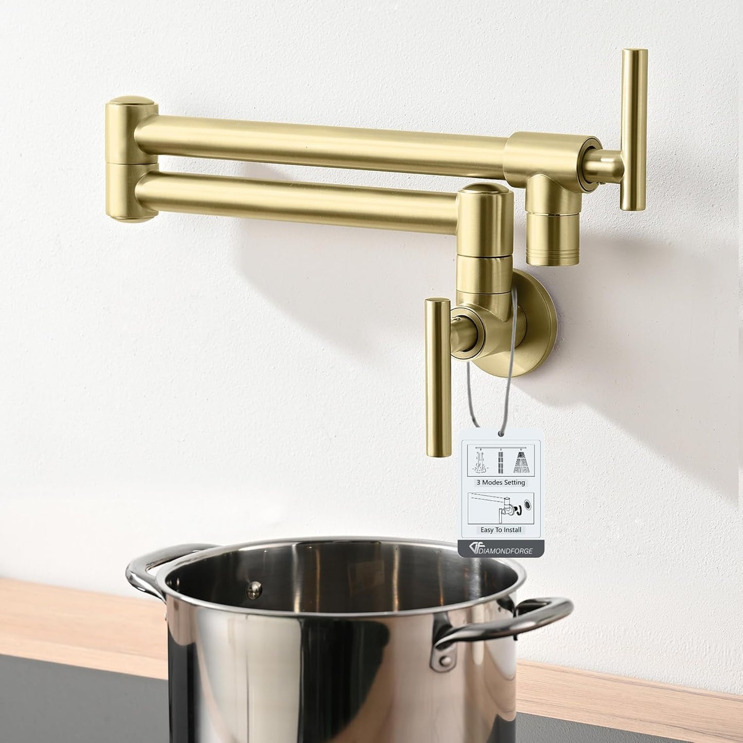 Pot Filler Faucets with Brass Wall Mount for Kitchen and Bar