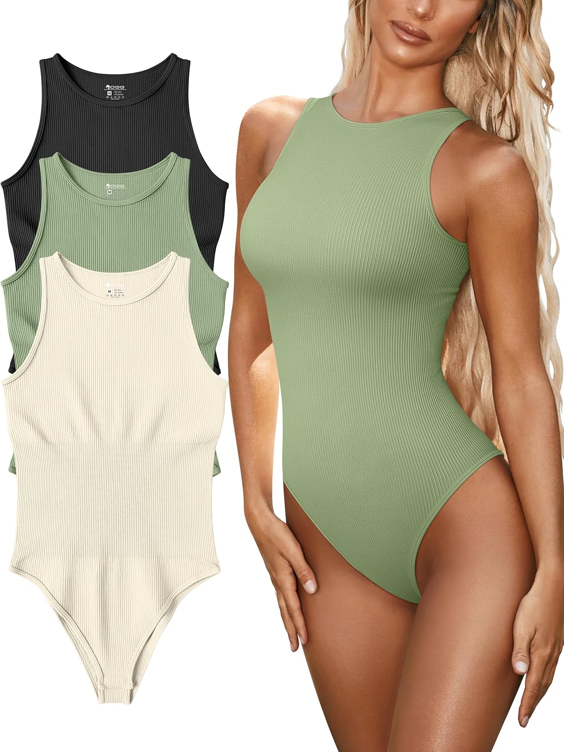 OQQ Women's 3 Piece Bodysuits for Trendy Summer Style