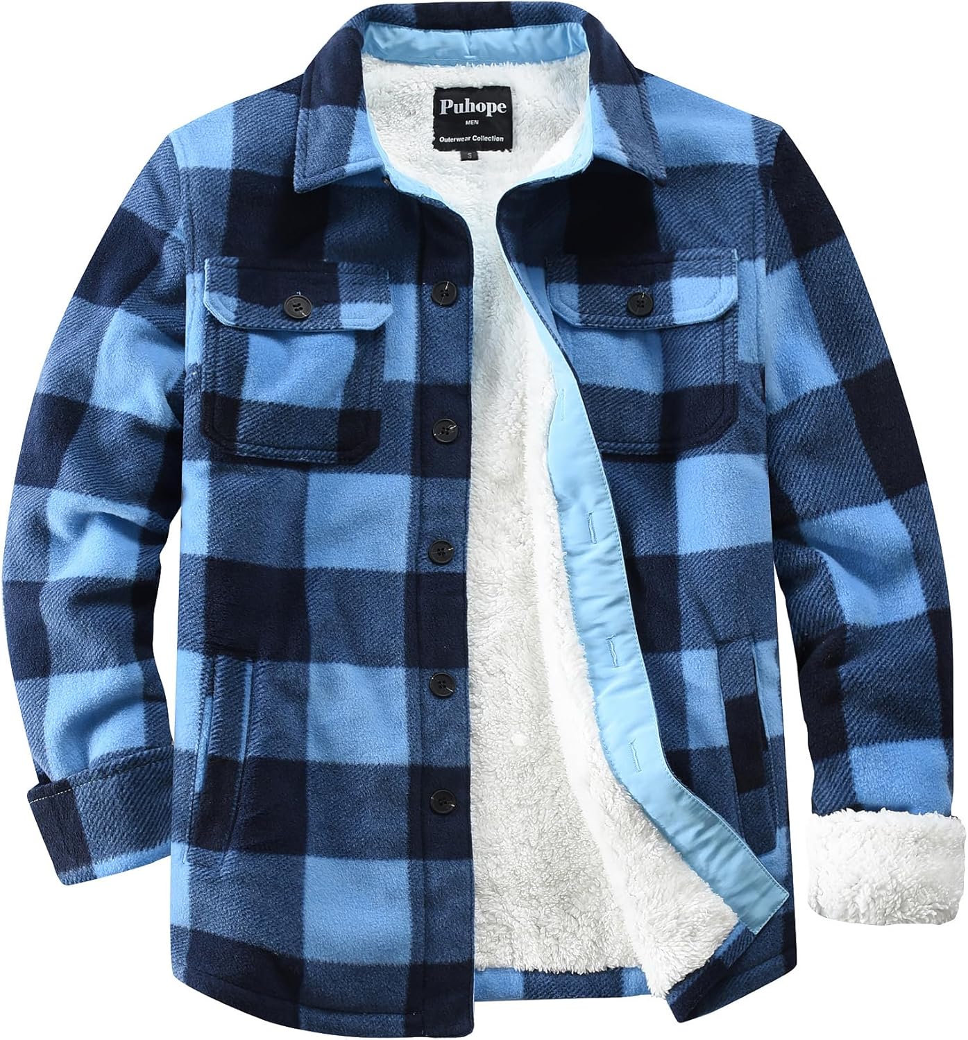 Men's Polar Fleece Warm Sherpa Lined Jacket with Multi Pockets