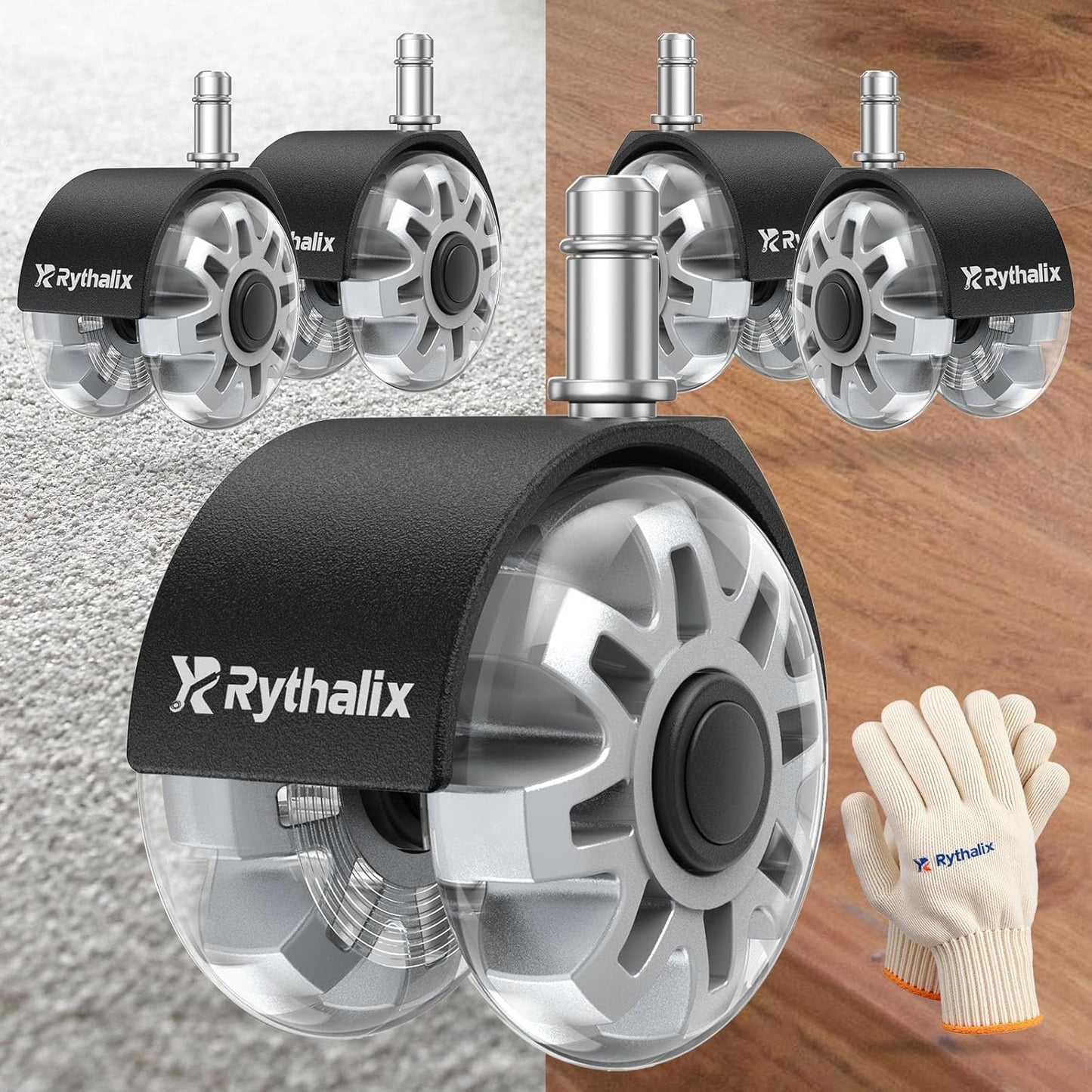2.5 Office Chair Wheels Set of 5 for Smooth and Quiet Movement