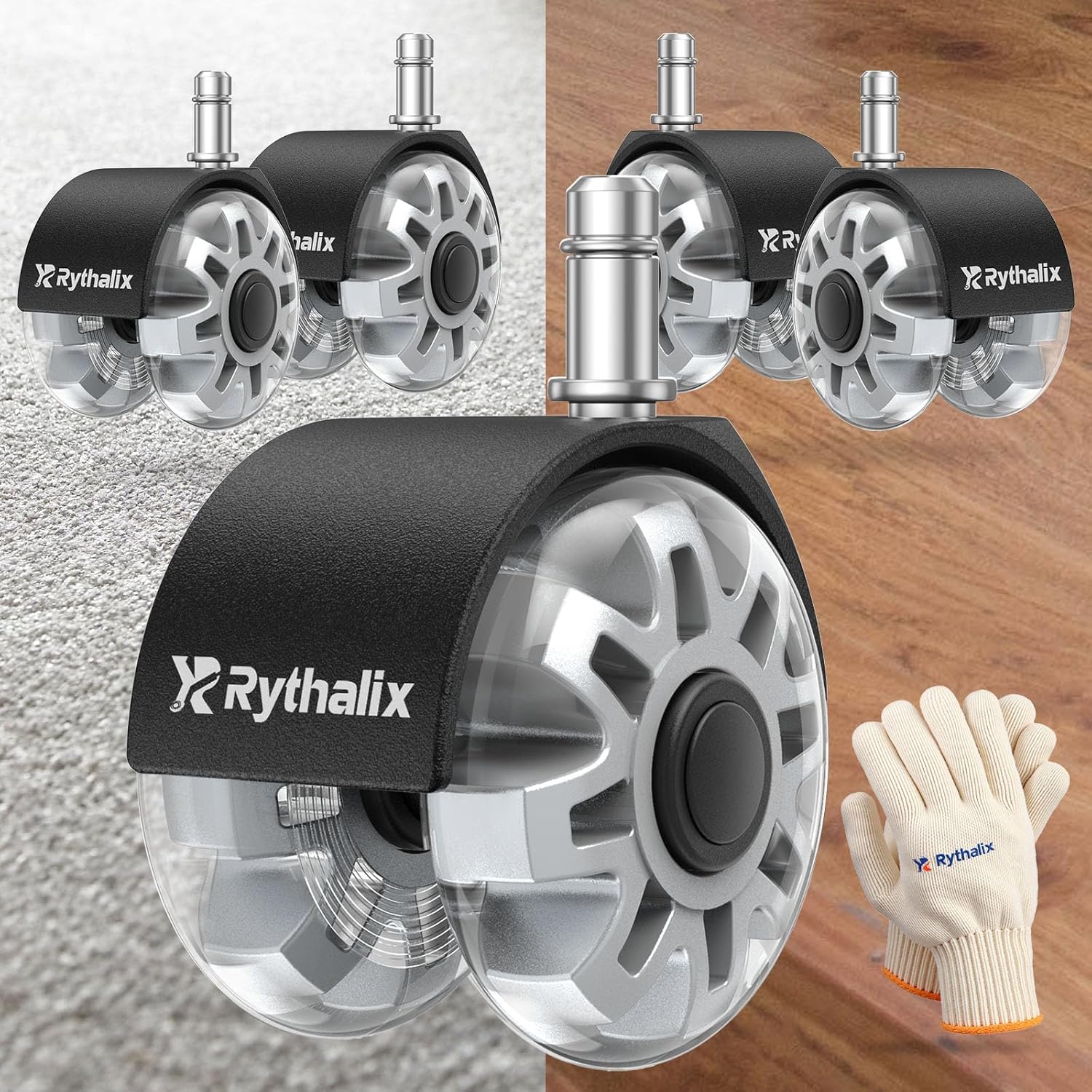 2.5 Office Chair Wheels Set of 5 for Smooth and Quiet Movement
