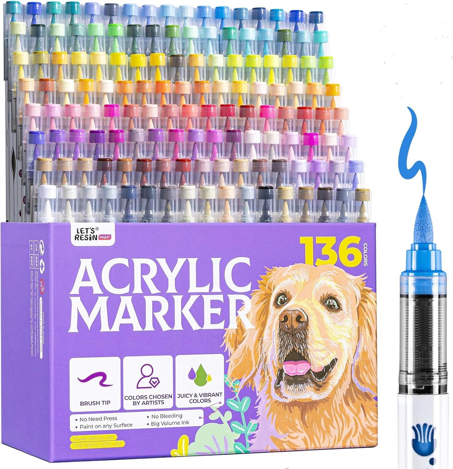 LET'S RESIN 136 Colors Acrylic Paint Markers for Art Projects