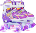 Kids Roller Skates Girls Adjustable 4-Size with Light Up Wheels - Easy