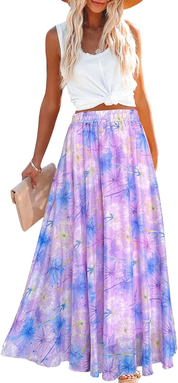 Afibi Women Full Length Chiffon Maxi Skirt for Beach Wear