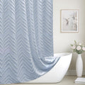 Light Blue Boho Tufted Chevron Shower Curtain 72 x 72 - Textured Cloth