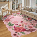 Lahome Floral Living Room Rugs - Soft Non-Slip Pink Area Rug