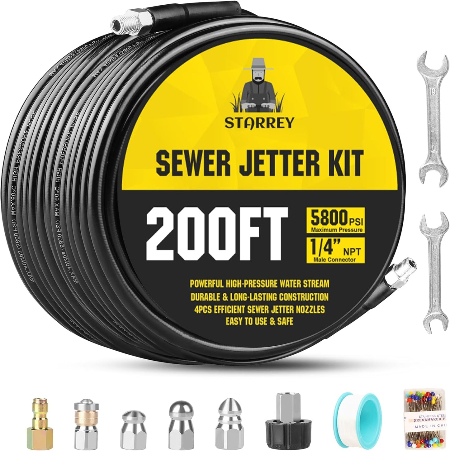 Pressure Washer Drain Jetter Kit for Effective Clog Removal