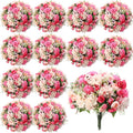 Tigeen 12 Bundles Peonies Artificial Flowers Bouquet - Lifelike Rose