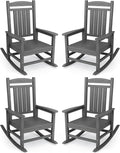 KINGYES Oversized Outdoor Rocking Chair Set of 4 - Spacious Patio