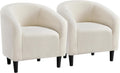 Barrel Chairs Furry Accent Chairs Set of 2 - Cozy Sherpa Club Chairs