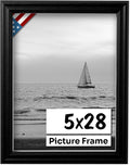 Black 5x28 Picture Frame 0.75 in Wide - Handmade Black Wall Frame
