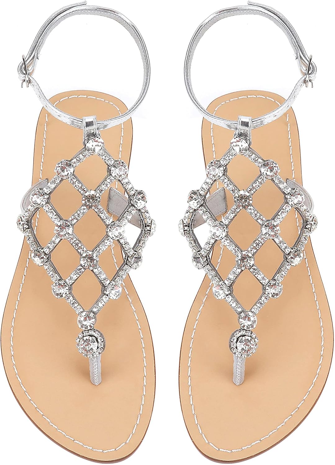Rhinestone Flat Sandals for Women - Stylish Summer Footwear