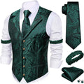 Mens Paisley Vest Tie Set - 5PCS Formal/Casual Waistcoat Set