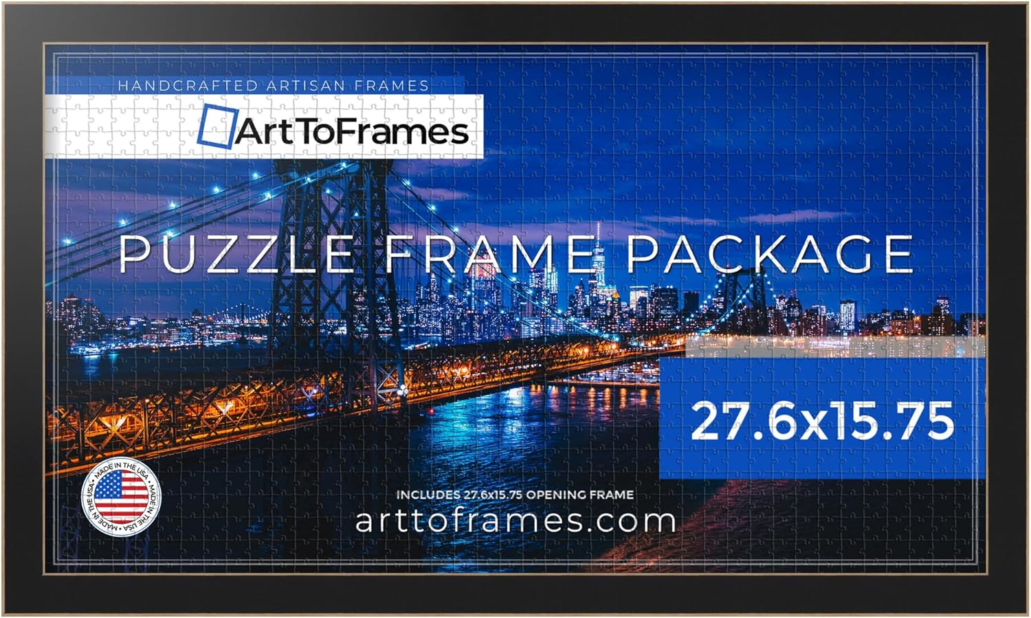 ArtToFrames 27.6x15.75 INCH Black Frame for 100 Piece Puzzles