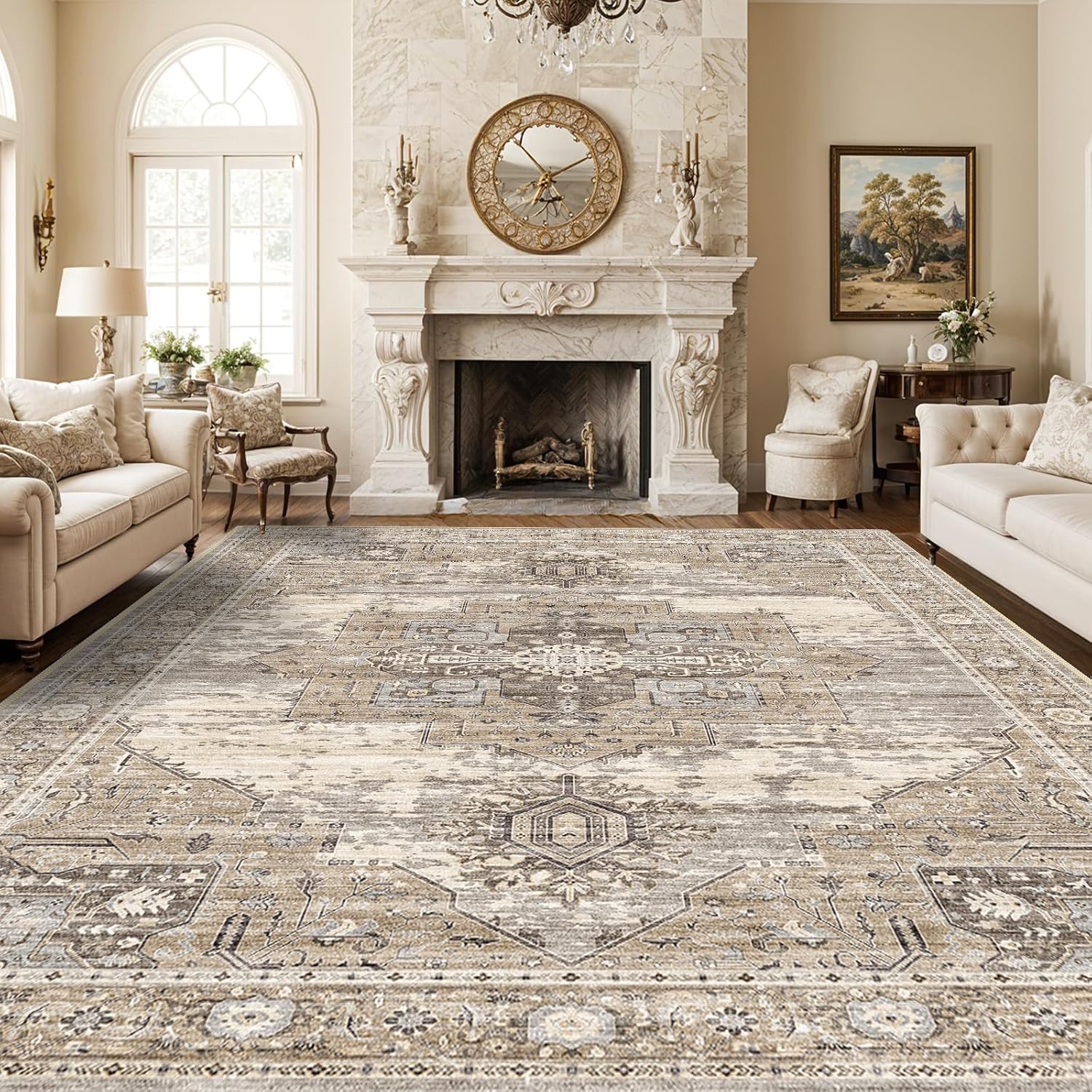 RUUGME 10x14 Area Rugs - Vintage Soft Washable Carpet for Home