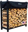 Sturdy 4 Foot Black Firewood Log Rack for Heavy Duty Storage