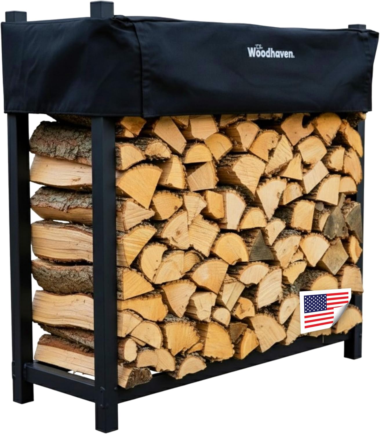 Woodhaven Black 4 Foot Heavy Duty Firewood Storage Log Rack