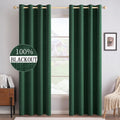 Linen Blackout Curtains 52 x 90 in Emerald Green - Thermal Insulated