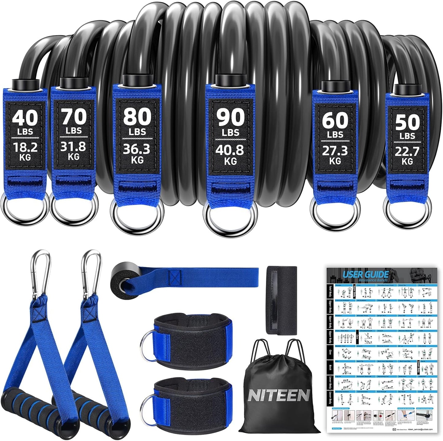 Heavy Resistance Bands for Working Out - NITEEN Exercise Bands