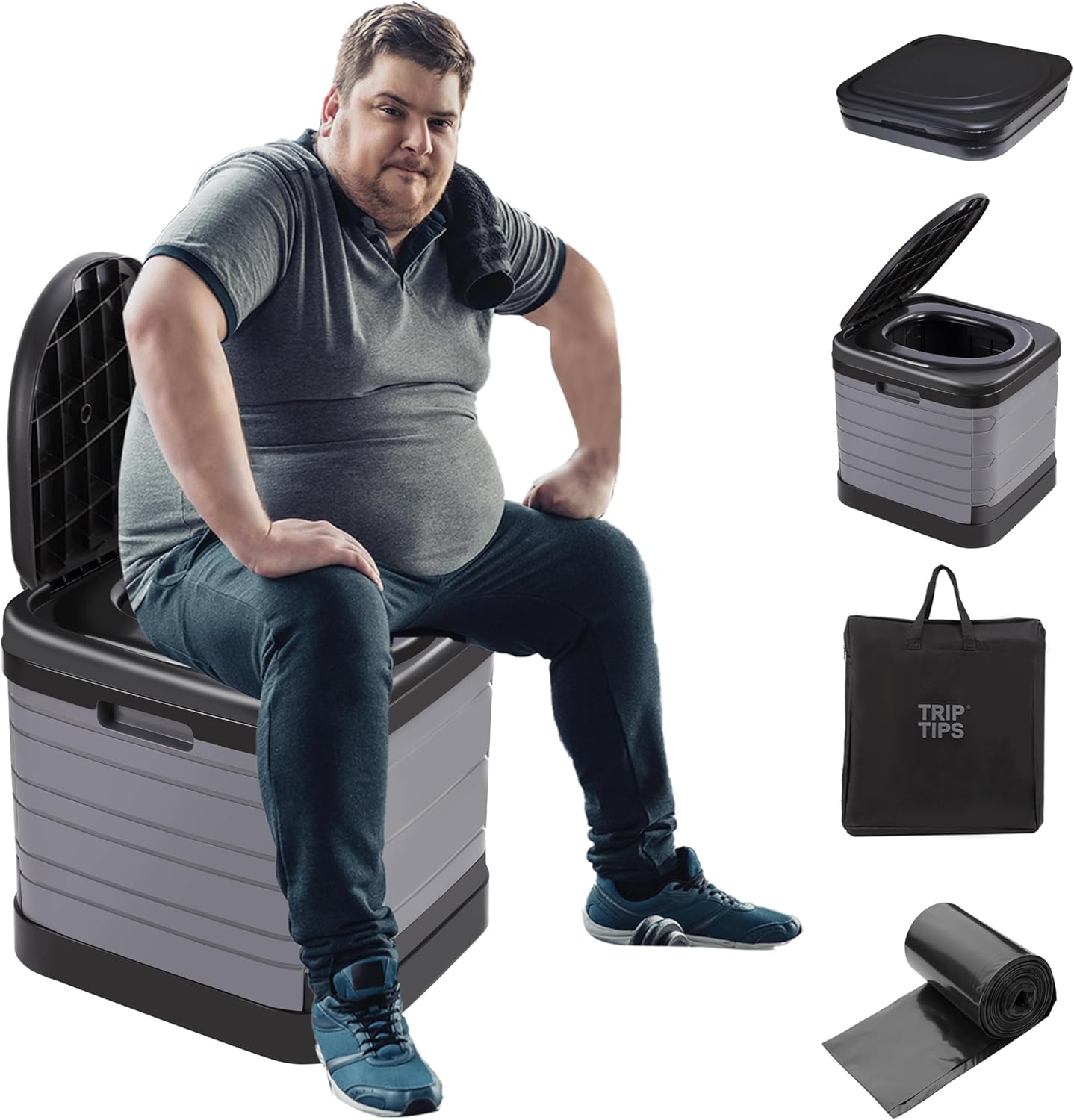 TRIPTIPS Extra Large Portable Camping Toilet