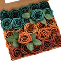 Artificial Roses 50Pc 3in Teal Shades - Foam Floral Decor for Weddings