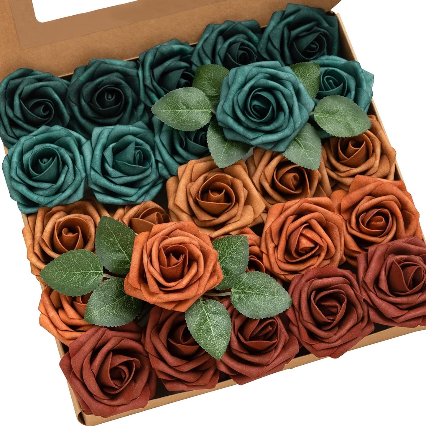Ling's Moment 50Pcs 3in Teal Roses for Stunning Floral Decor