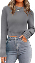 Zeagoo Women's Cropped Crewneck Sweater - Soft Ribbed Knit Top