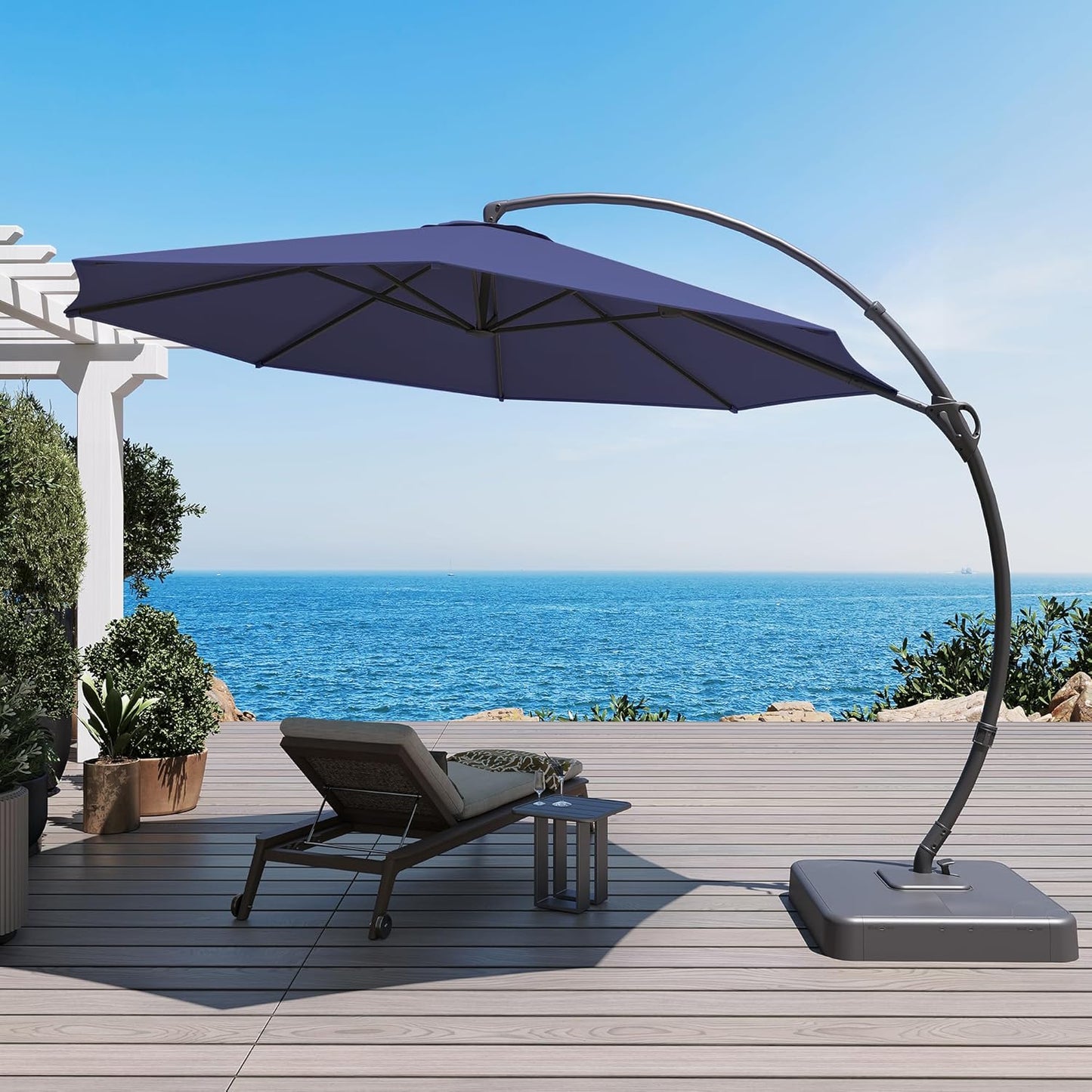 LAUSAINT HOME 12FT Deluxe Curvy Cantilever Umbrella for Outdoors