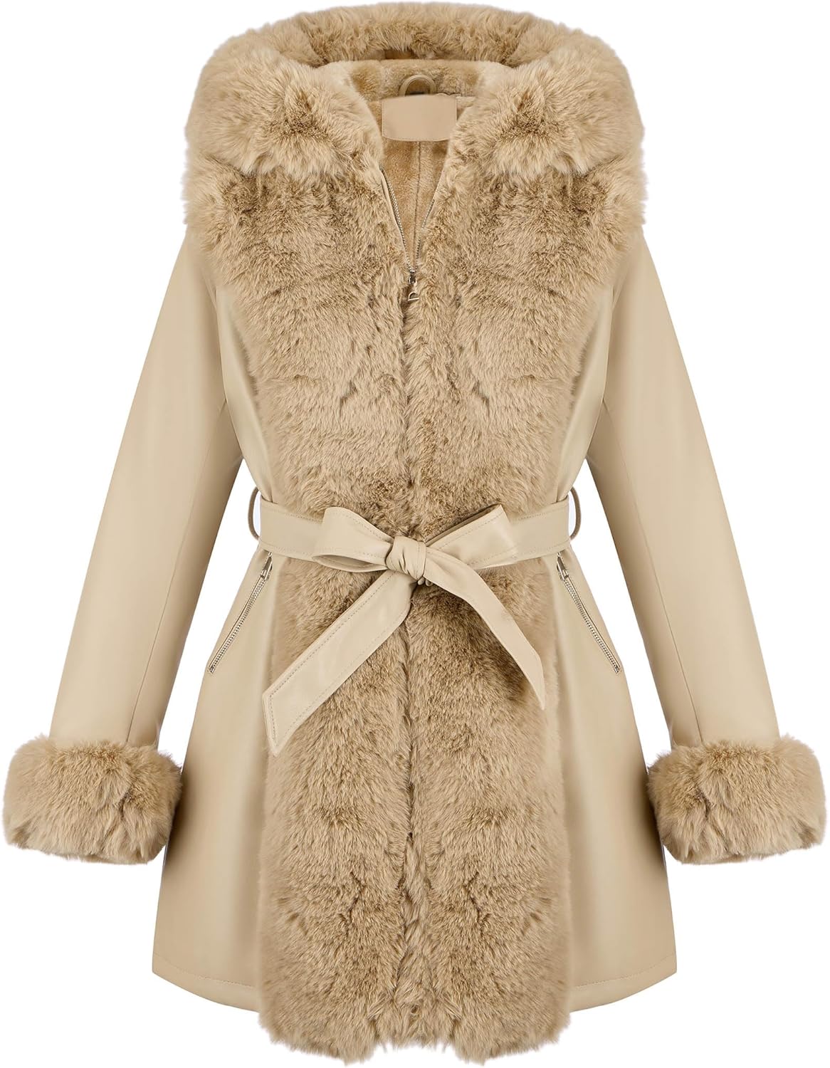 Luxurious Fur Lined Leather Jacket for Women - Winter Coat