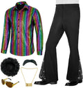 70s Outfits for Men Disco 6-Piece Retro Costume with Bell Bottoms