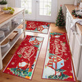 Christmas Kitchen Rugs Set of 3 Santa & Snowman - Washable Holiday