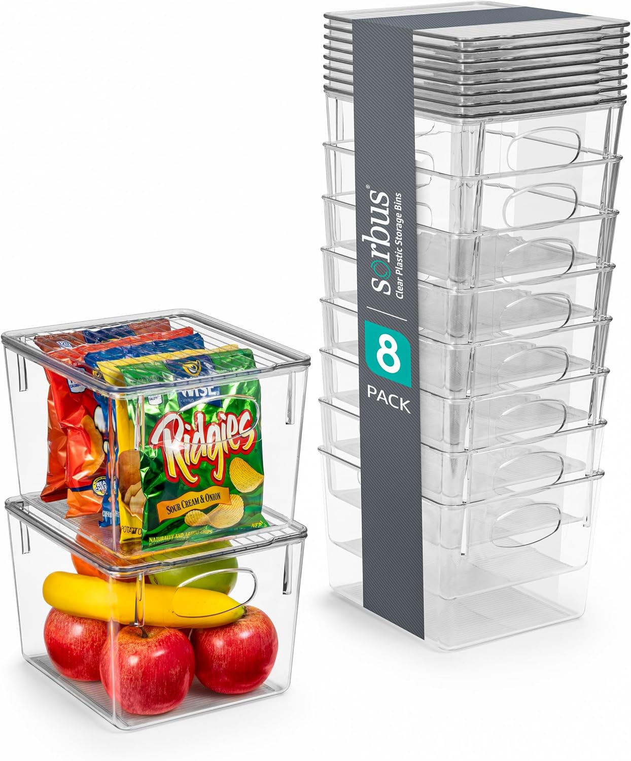 Sorbus Medium Plastic Storage Bins for Kitchen and Home Use