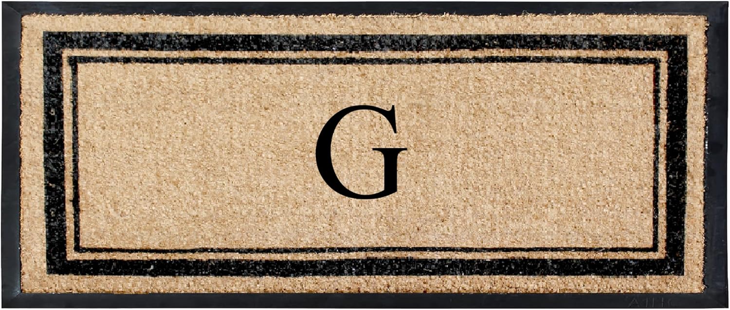 Natural Coir & Rubber Hand Flocked Monogrammed Door Mat 30x60