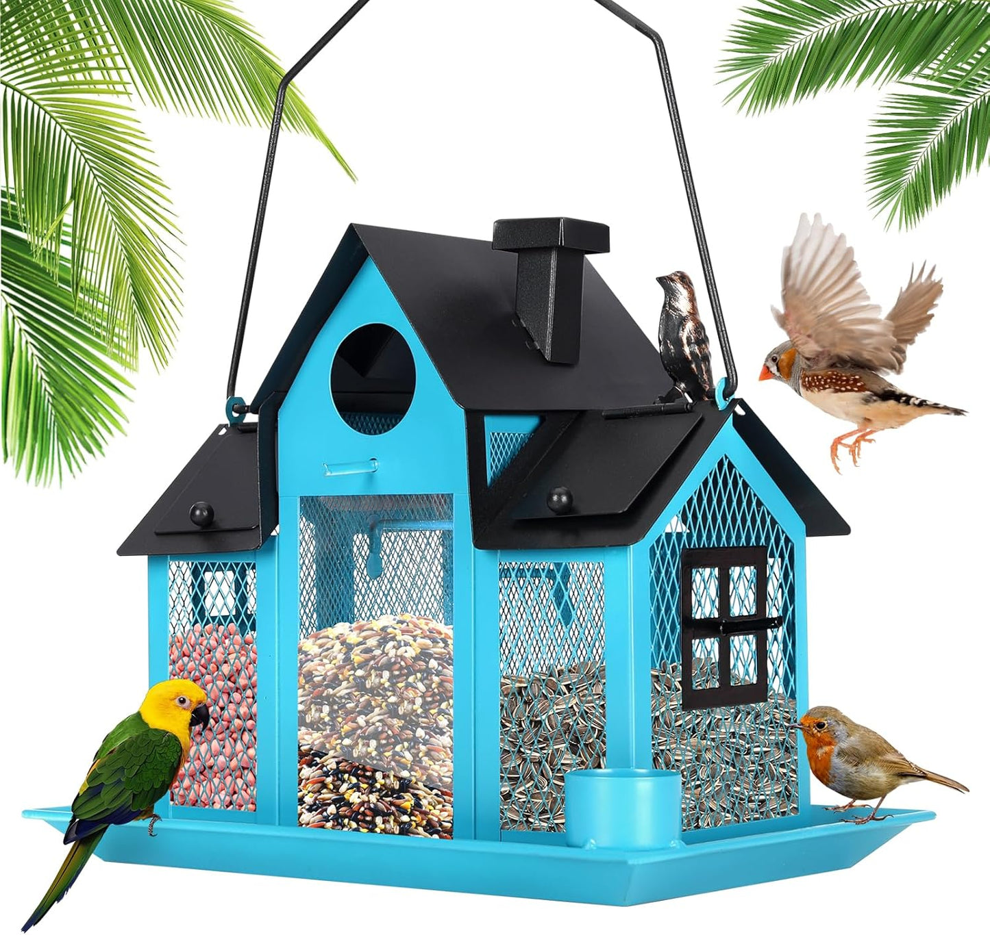 Solar Bird Feeders House for Outside with Large Capacity Design