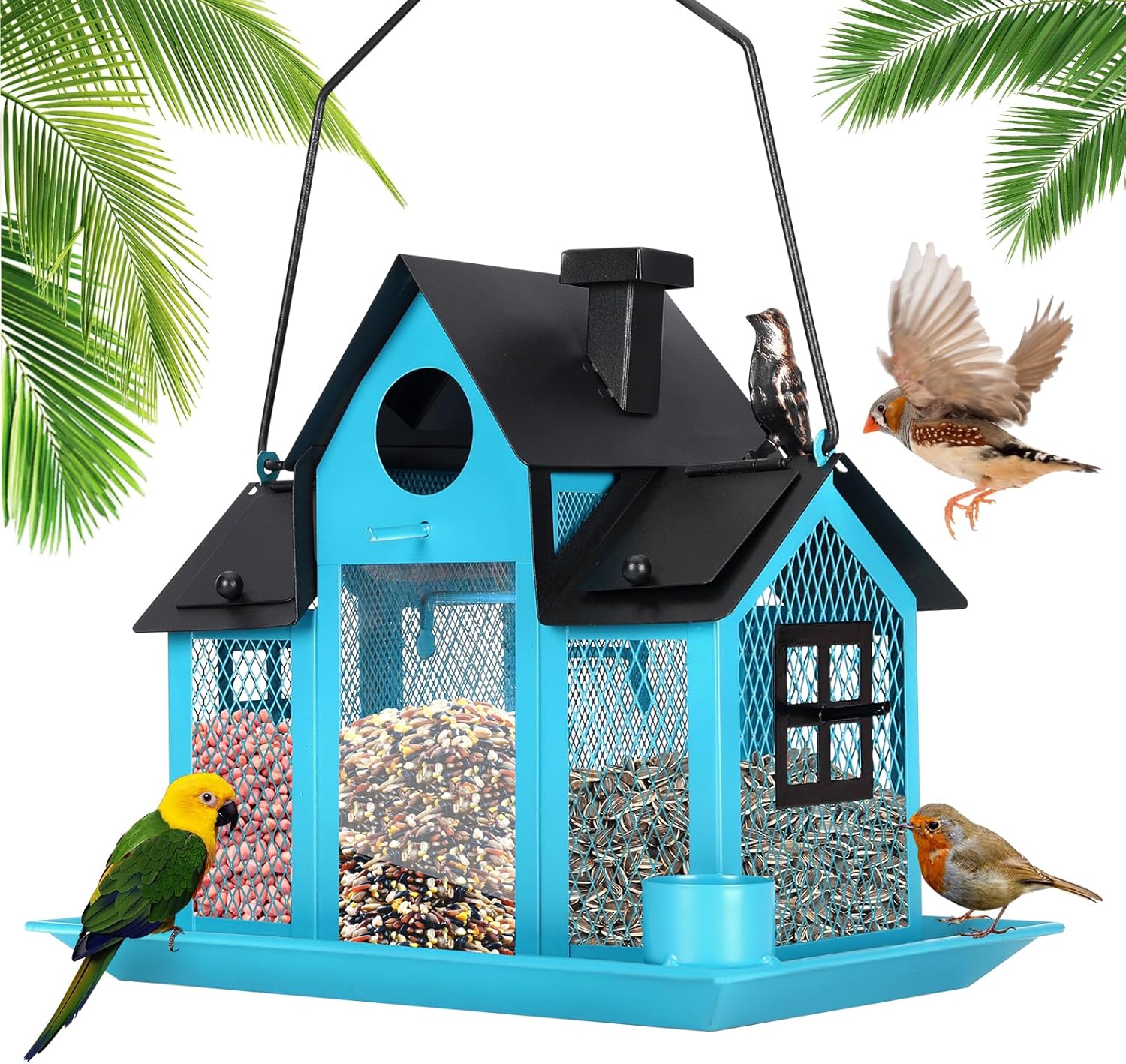 Solar Bird Feeders House for Outside with Large Capacity Design