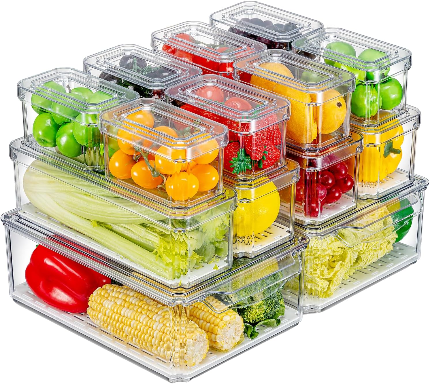 14 Pack Fridge Organizer Bins for Efficient Kitchen Storage