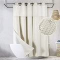 Lagute SnapHook Waffle Weave Fabric Hook Free Shower Curtain