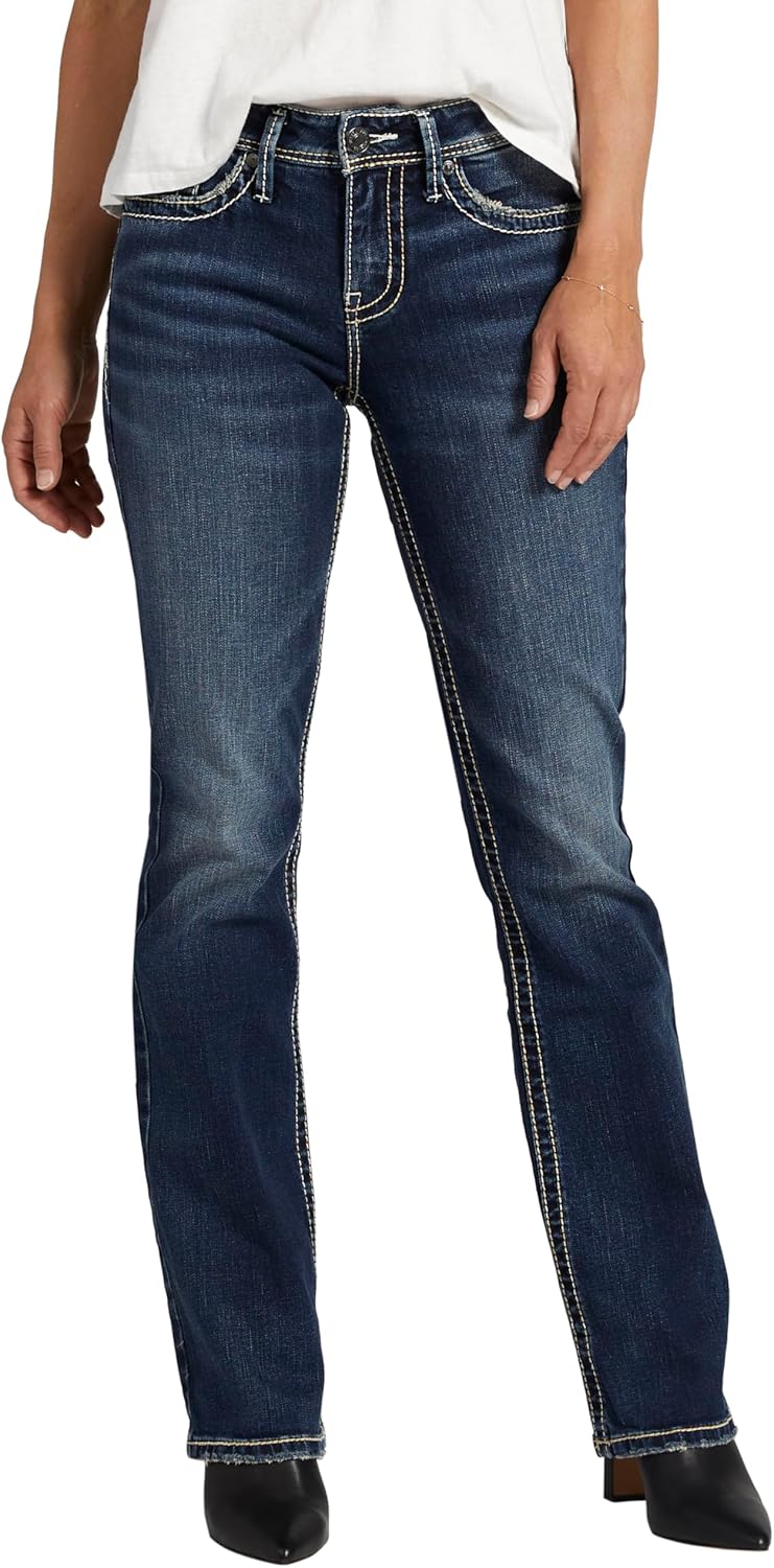 Suki Mid Rise Curvy Fit Slim Bootcut Jeans for Women