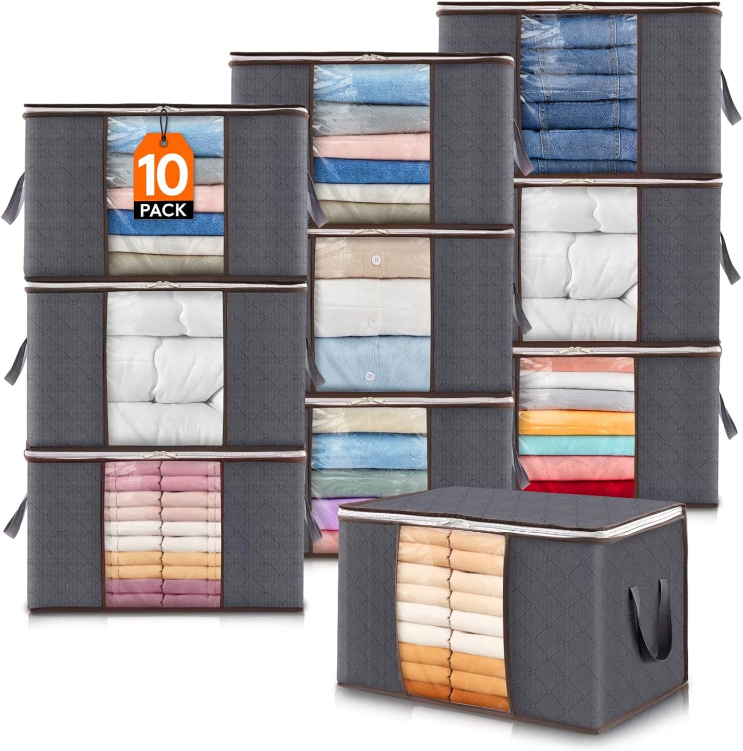 Lifewit Foldable Clothes Storage Bins with Lids and Clear Window