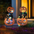 Halloween Yard Stakes 26in Solar Pumpkin & Black Cat - Outdoor Decor